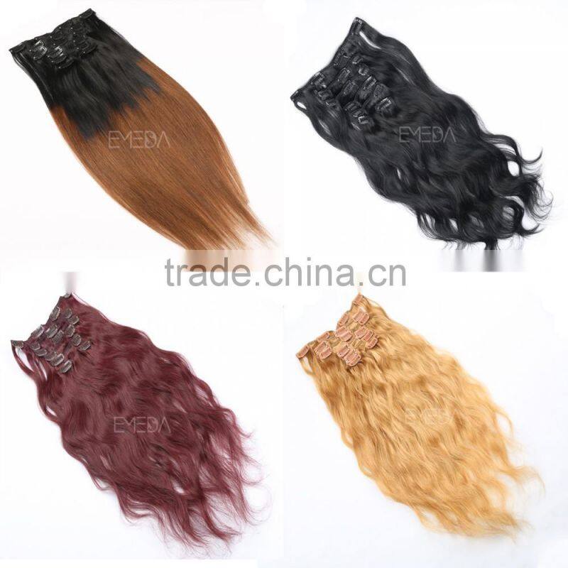 Body wave clip in remy remi human hair extensions Chocolate brown
