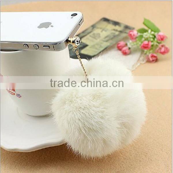 Luxury Rabbit Fur Winter Warm Dust Plugs ,Dust Plugs for iPhone
