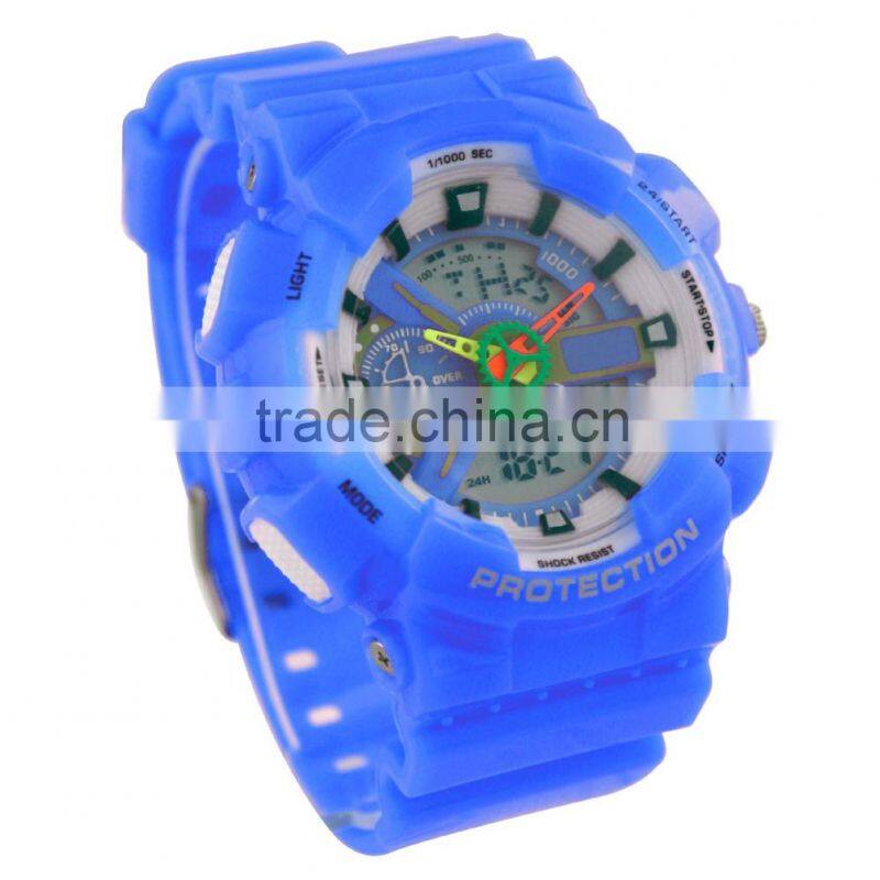 LP1369 2016 fashion stainless steel case back digital silicone rubber watch