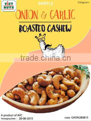 Roasted cashews onion garlic flavor