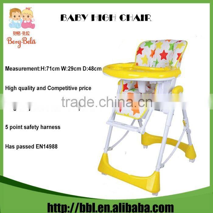EN14988 Approved Eco-Friendly Foldable All Age Babies Recommended Plastic Feeding High Chair