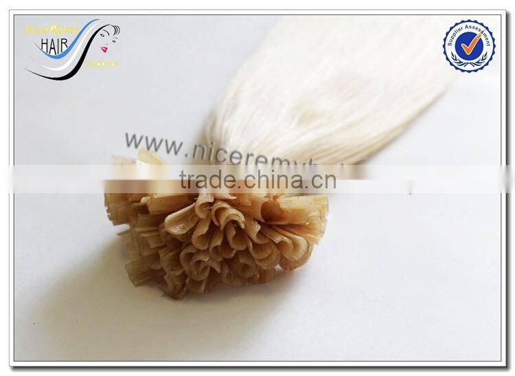 Wholesale top quality pre bonded u tip hair extensions white silky straight 100% russian virgin human hair