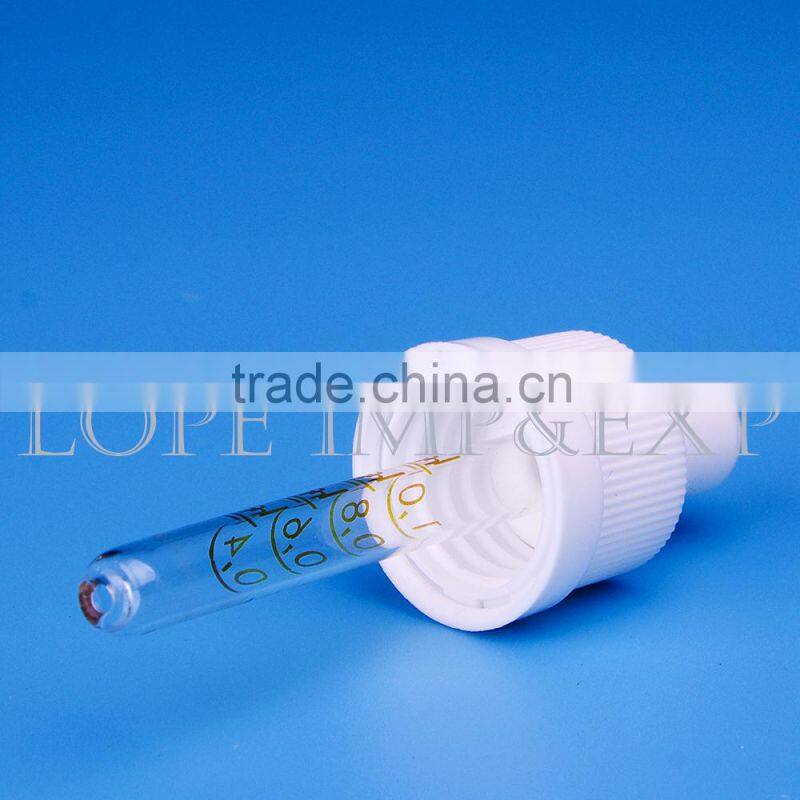 18/410 White Plastic Childproof Dropper with Glass Scaled Pipette