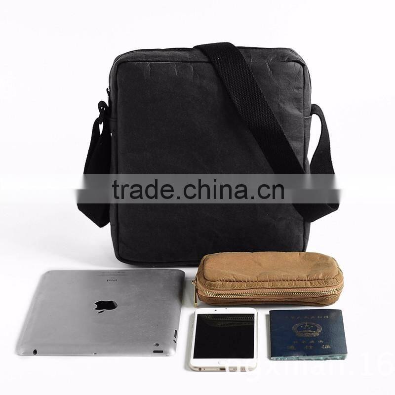 2016 New product specialty paper messenger bag,light weight paper shoulder bag with tablet pocket,minimalist messenger bag