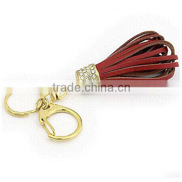 Cross leopard keyring fashion rhinestone fleur de lis keychain