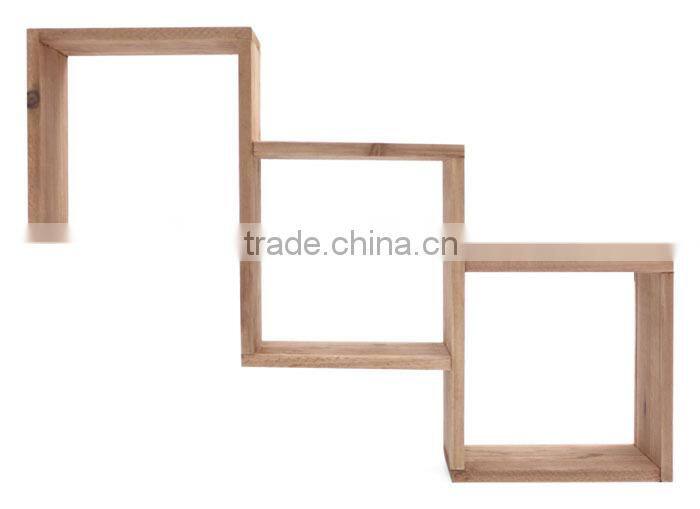 artistic square wooden wall diy storage shelf