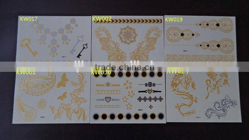 2015 FACE temporary tattoos face jewelry sticker golden tattoo KW- series 15*10.5CM