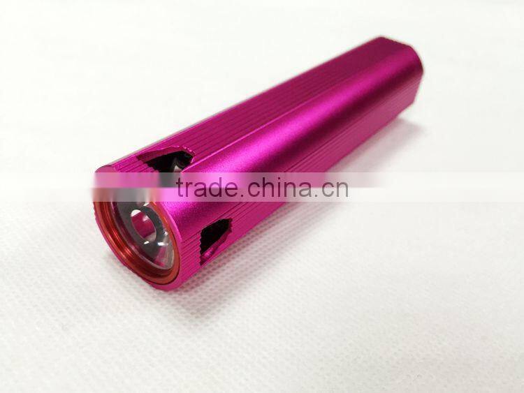 alluminium alloy cylinder external battery backup flashlight New style power bank 2000 2200 2600mah for iphone6