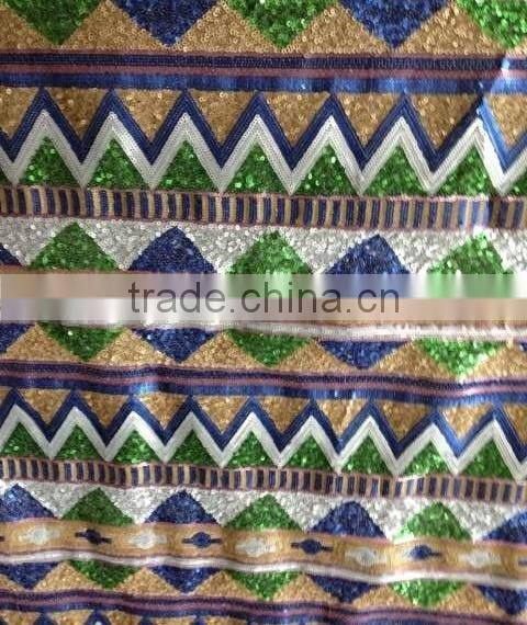 Wholesale cheap colorful sequins embroidery fabrics