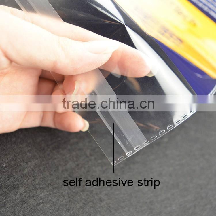 factory wholesale price clear BOPP gravure printing header bag with self adhesive strip