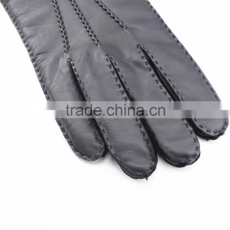 Fashion outside sewing touch screen black sheepskin gloves for men