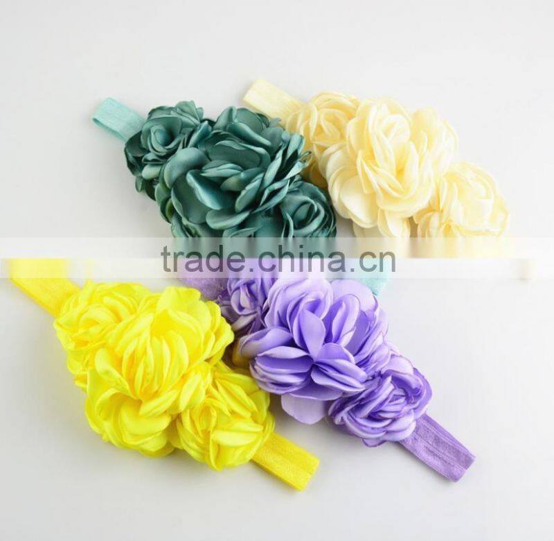 Latest Burned Satin Flower Headband For Kids,Top Stretch Headband For Girls