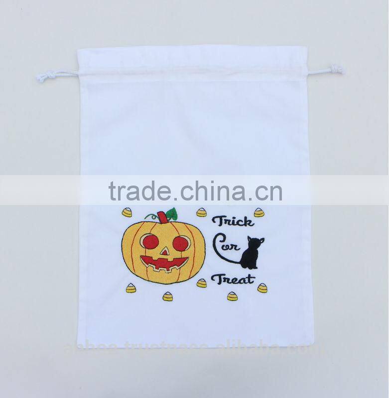 Embroidery Halloween drawstring bags, laundry bag