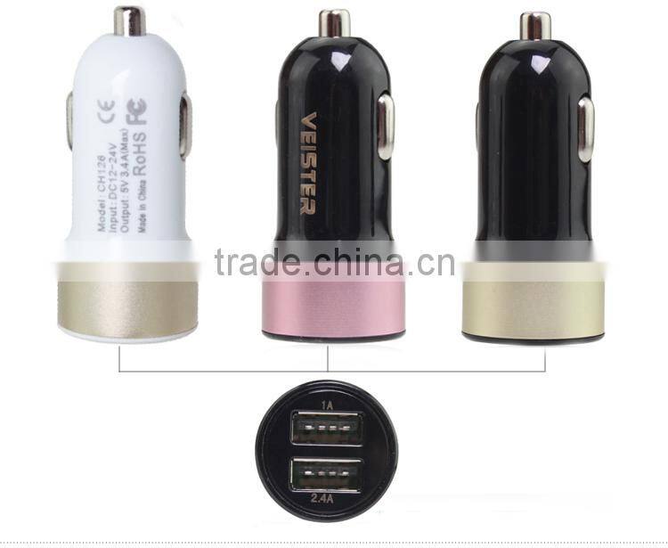 DC 12v-24v Input Cigarette Lighter 2 USB Mini Car Charger