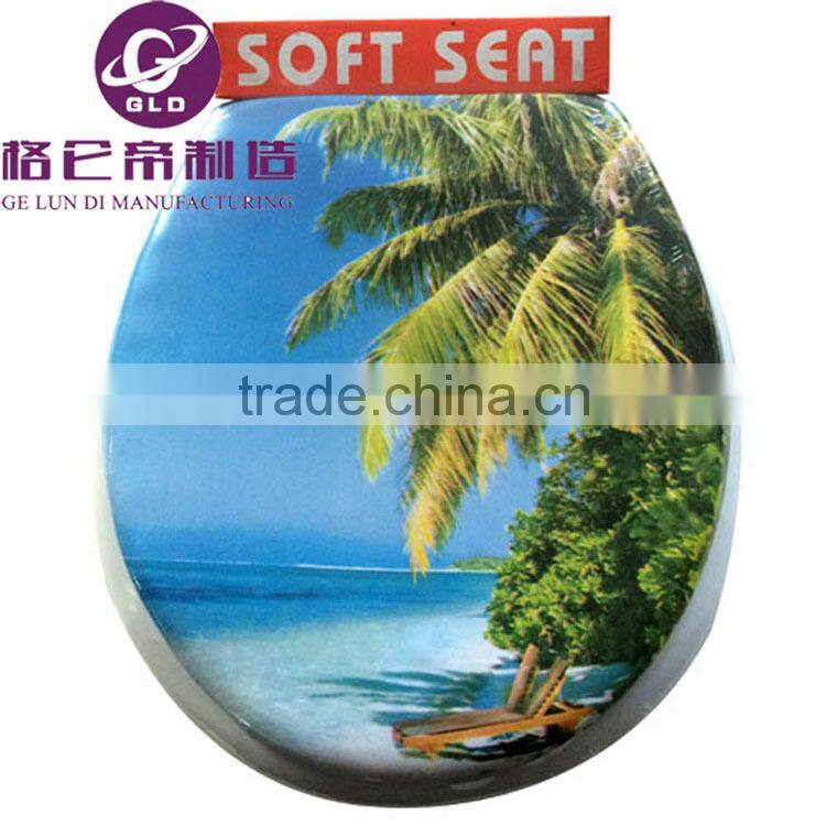 GLD Factory Adult printing pvc soft toilet seat cover with padding