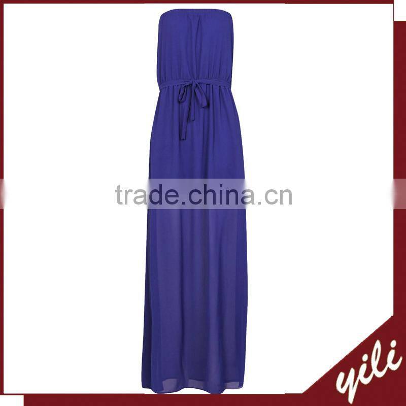 2015 new dress Elegant Bandeau High Waist Chiffon maxi dress