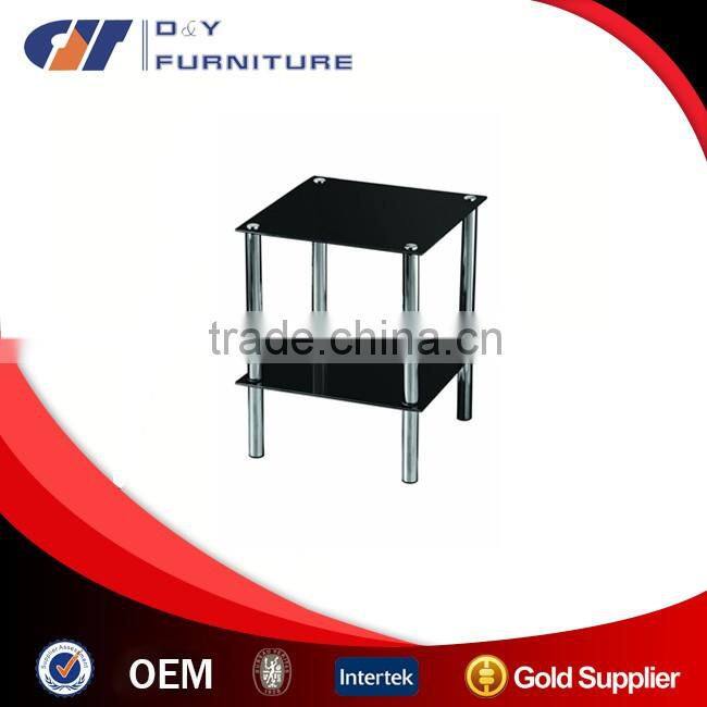 Black or Clear Glass 2 Tier Side End Table Chrome Finish