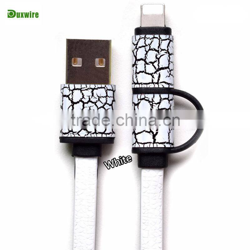 Factory price Supply 2 in 1 usb data cable flexible multi charger data cable for android and for htc phone