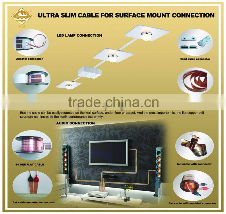 SUPER SLIM FLAT CABLE WITH ADHESIVE LAYER,WHITE SHEATH, SMALL SIZE