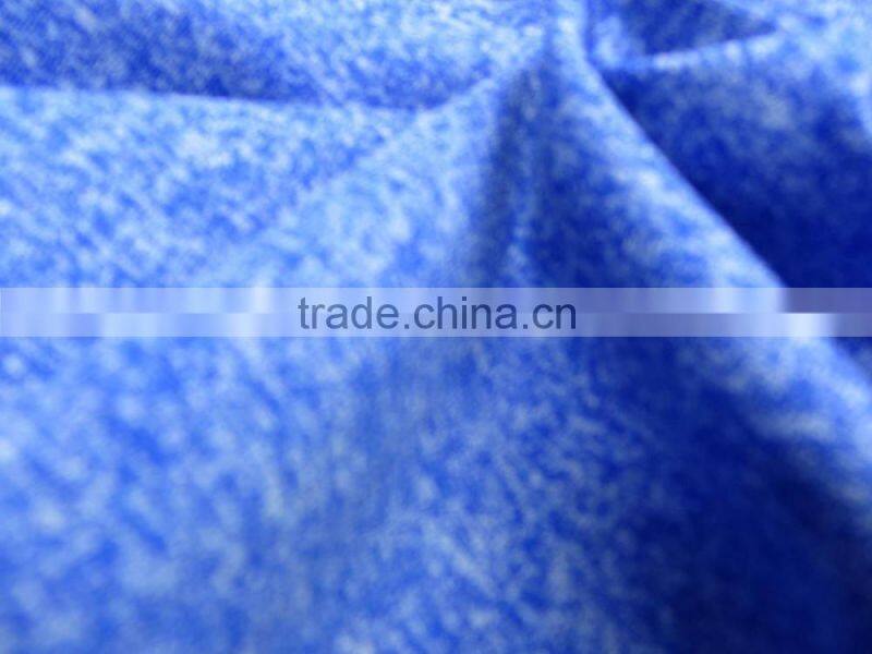 velvet fabric deep brilliant blue mix white nylon terylene co-mingled yarn polyester interlock fabric