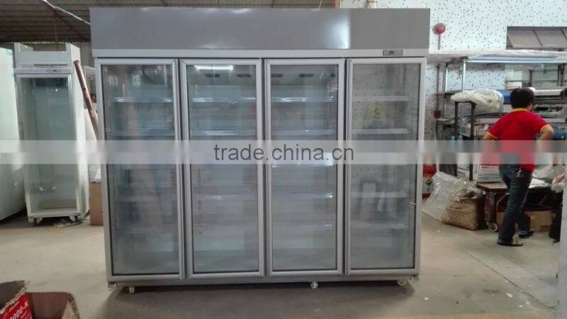 commercial glass door 4door freezer display showcase