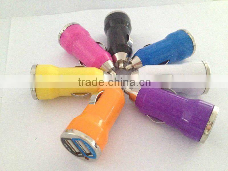 Purple Mini USB Bullet Dual Car Charger for Apple iPhone4S iPhone 5 iPod smartphones