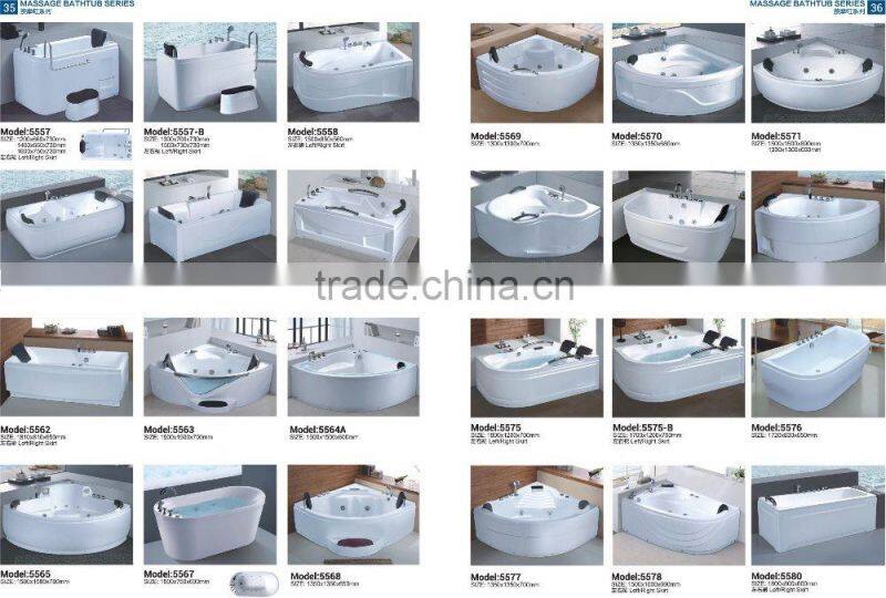 Crystal Pink Free Standing Triangle Two People Massage Arylic Bathroom Bathtub with Pillow