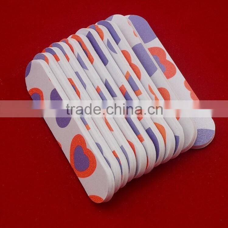Cute Love Heart Printed Emery Nail File Double Side Triming Nail Disposable