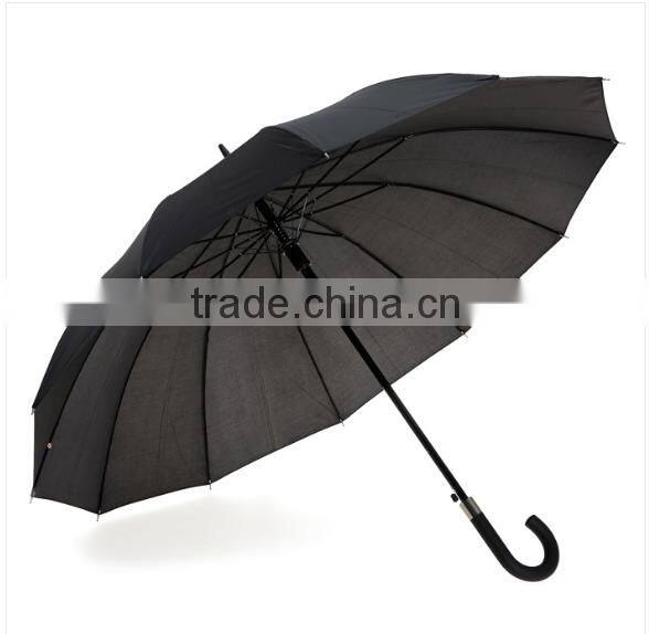 25INCH 16 rib auto open metal frame mono color umbrella Quality Umbrella with Black pastic Handle