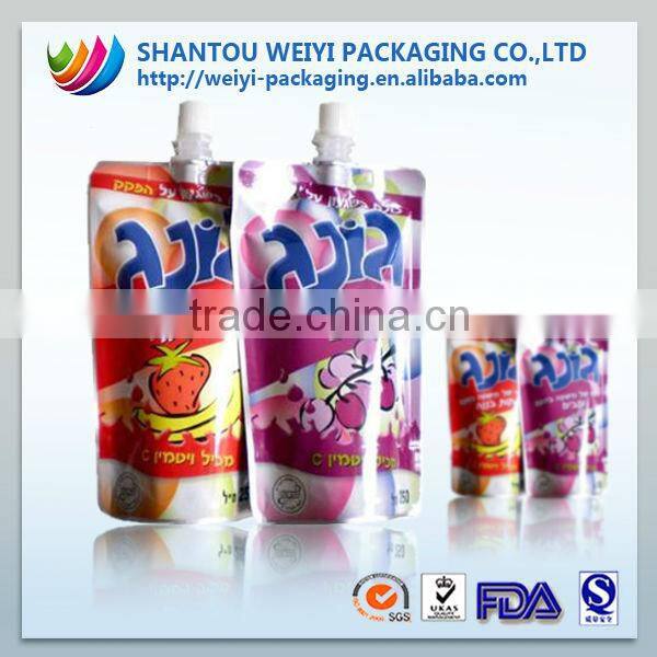 Customized printing doypack liquid stand up spout pouch,juice packaging spout pouch