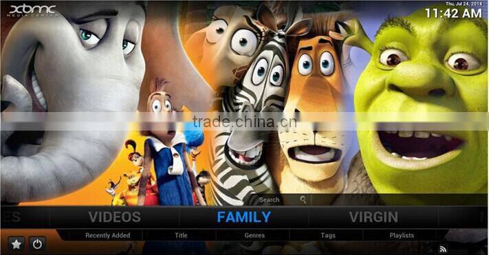 DVB-T2 preinatall XBMC full hd media player 3D quad core android TV box H.264 4K hd media player with TV tunner