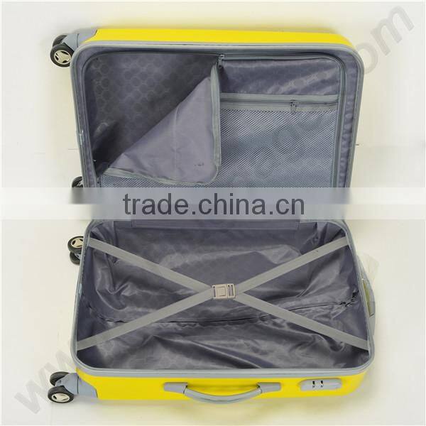 ABS+PC material bright yellow trip luggage, PC luggage