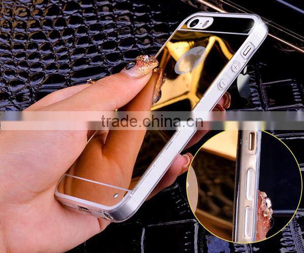 Luxury clear tpu aluminum mirror case for iphone 6, for iphone 6s/6s plus/5s tpu mirror case