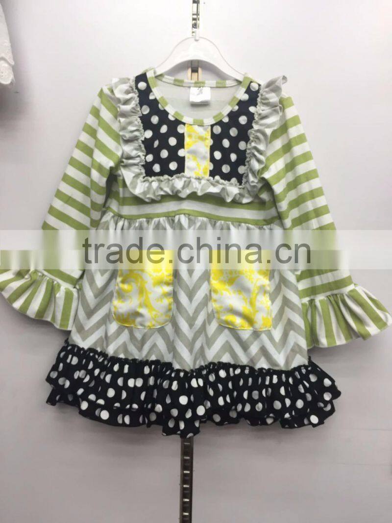 2016 new style polka dot dress girls boutique clothing wholesale baby girl dress