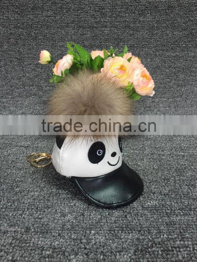 Fashion promotional gifts coin purse with raccoon fur ball keychain