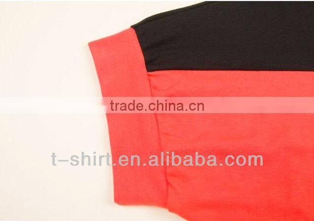 Ladies loose contrast short sleeve casual t shirt