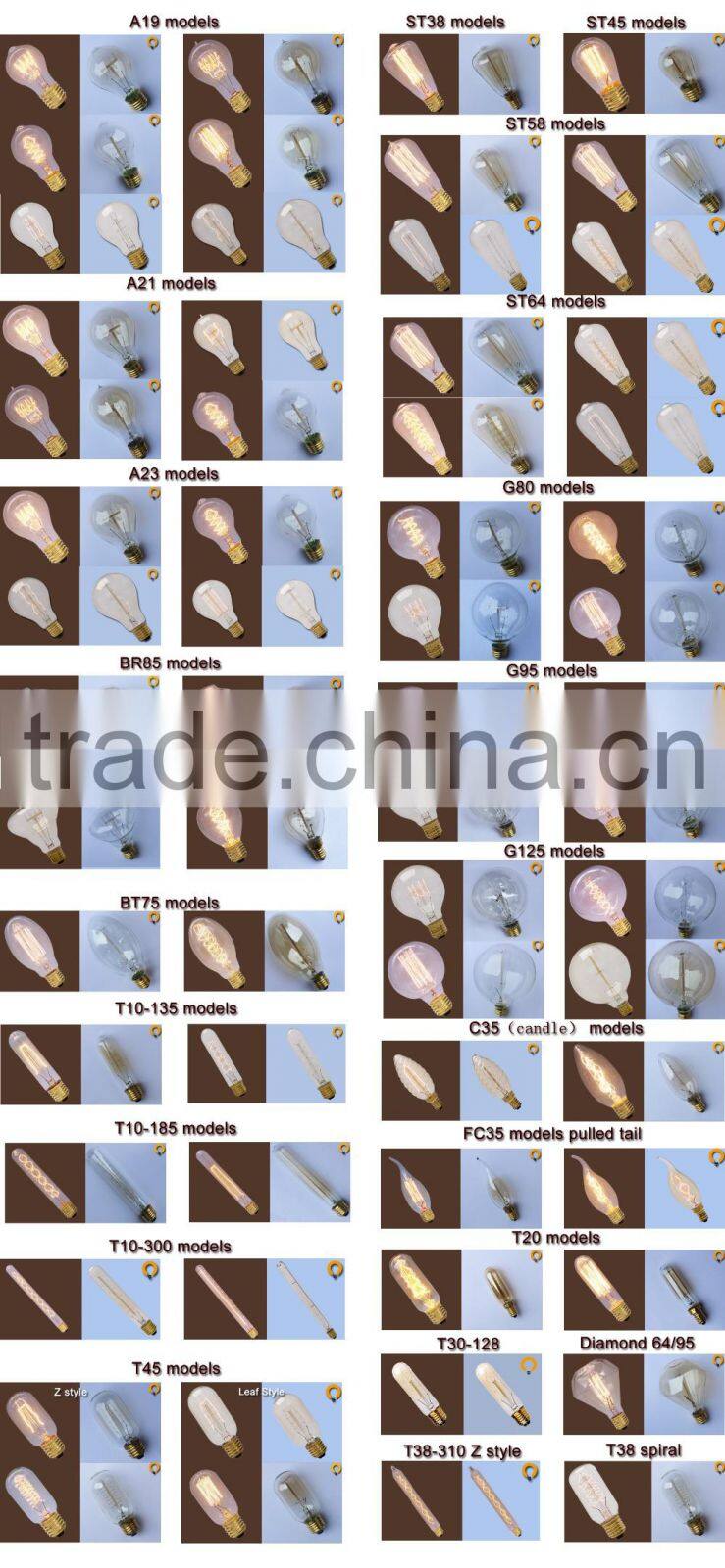 Up to 3000hours beautiful tungsten wire E27 220-240V 25W edison style light