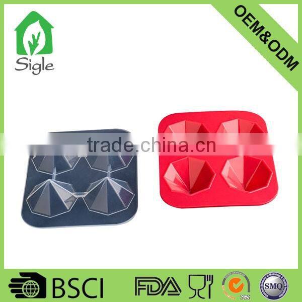 silicone 4 cups diamond shape ice cube tray ice mold chocolate mould