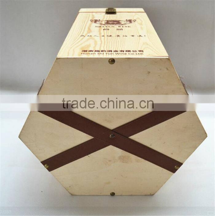 special hexagonal 6 bottle wood wine box