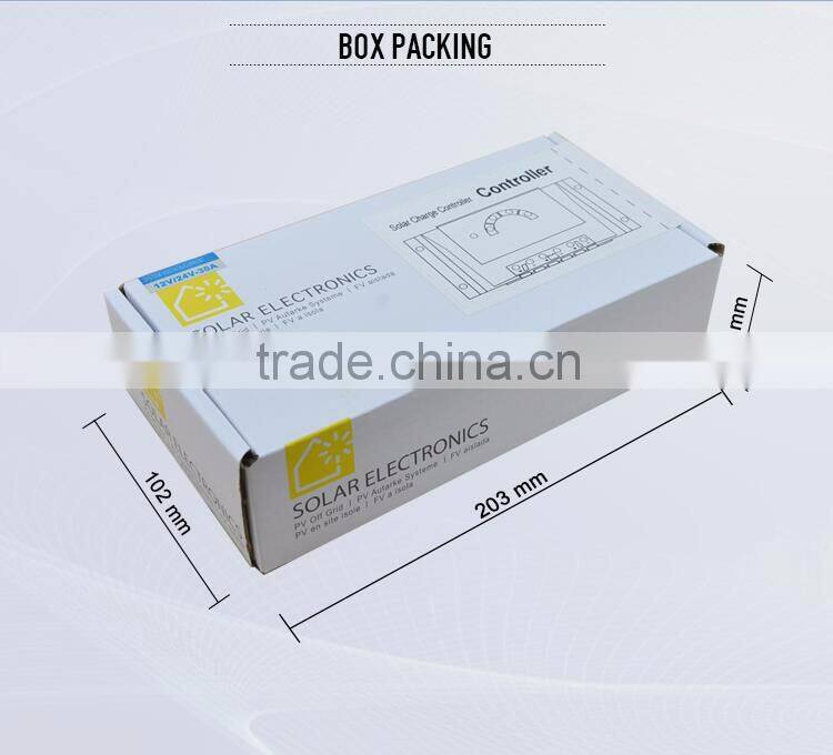 High quality 20a 12v/24v input/output solar charge controller with LED light display