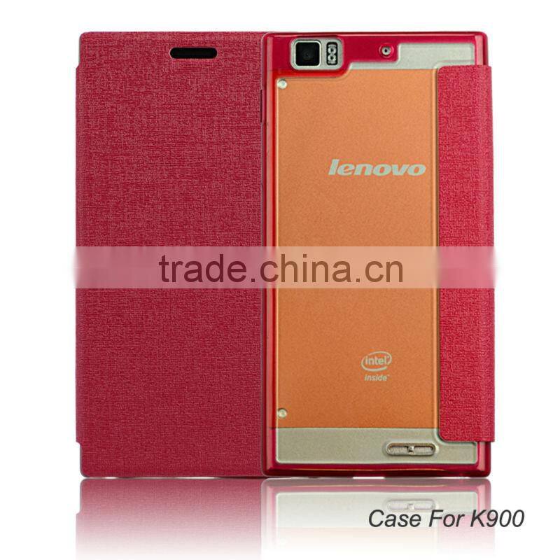 2014 high quality flip leather mobile case for lenovo k900