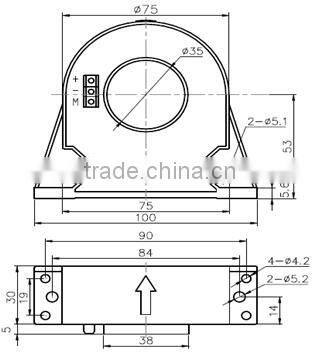 Good linearity quality Hall effect DC AC pulse and irregular current transducers / sensors RCB68C series (Ipn=300-500A)