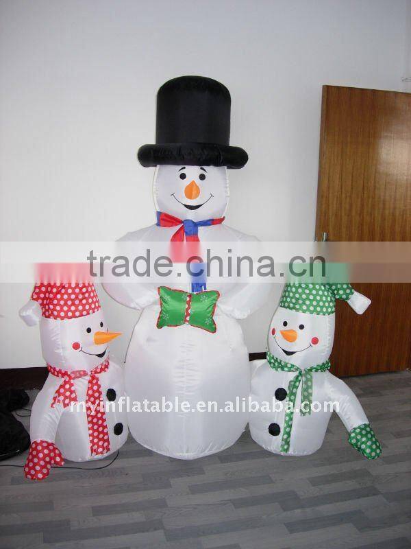 Inflatable snowman family