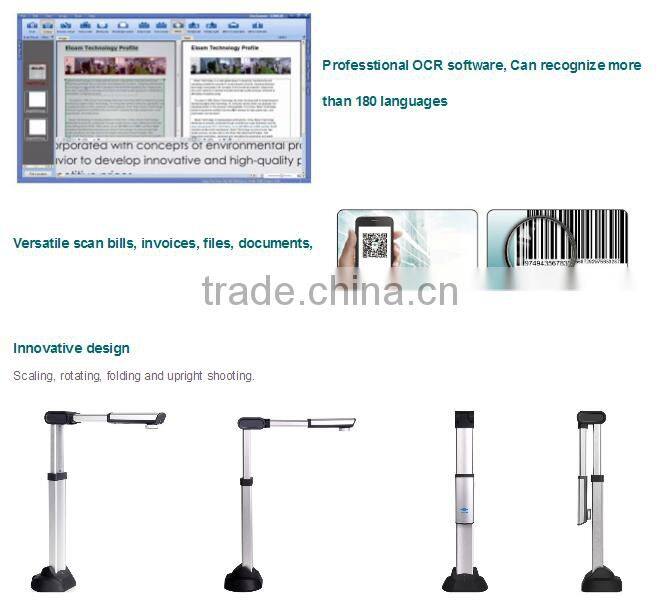 Eloam A2 portable scanner S1500A2AF for office , 15mega pixels document camera