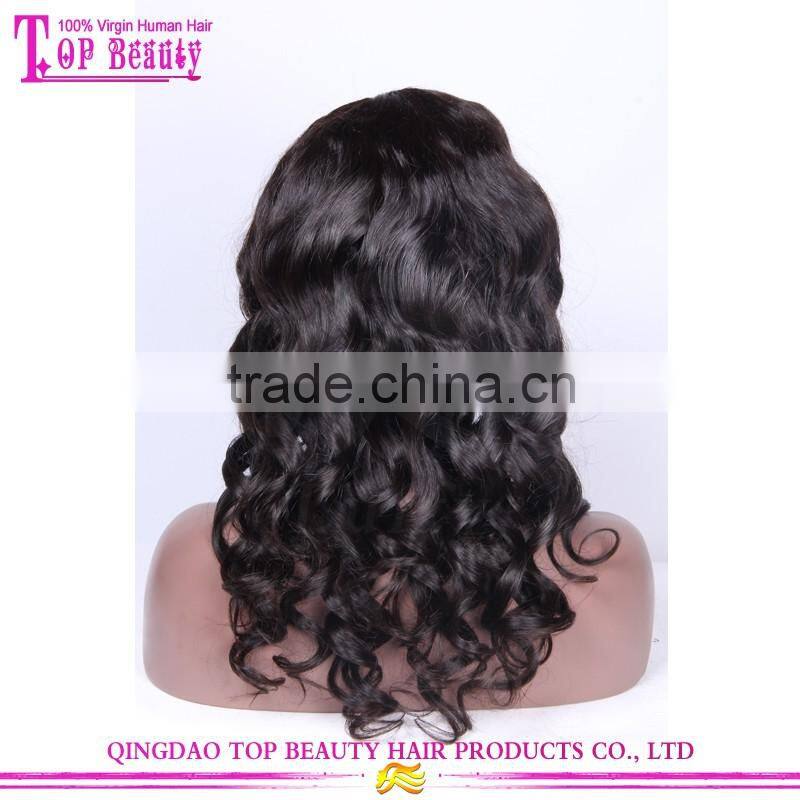 1b# Natural Black Color 150% Density Loose wave Cheap Swiss Lace Brazilian Human Hair Full Lace Wig Cheap Human Hair U Part Wigs