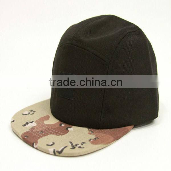Custom Fashion 100%cotton Hard Desert Camo 5 Panel Camp Hat and cap