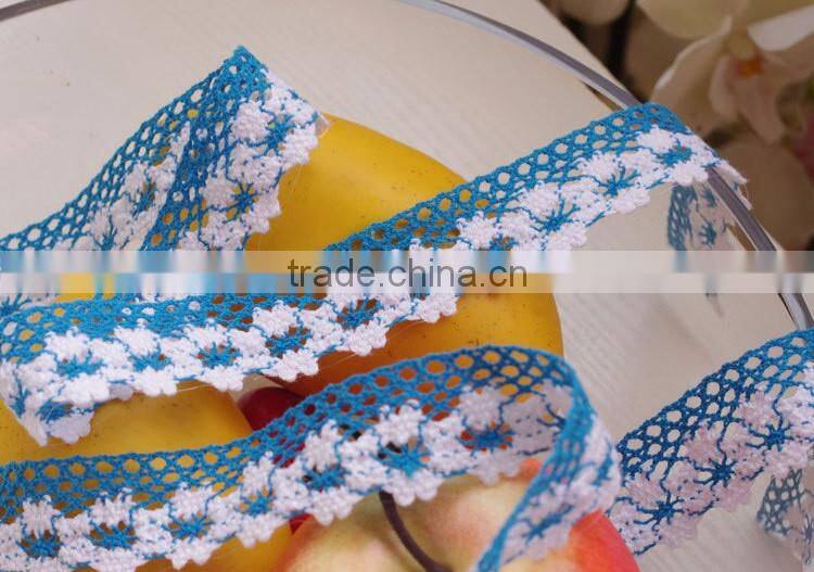 2016 blue african guipure Cotton ribbon trim crochet accessories lace c250104
