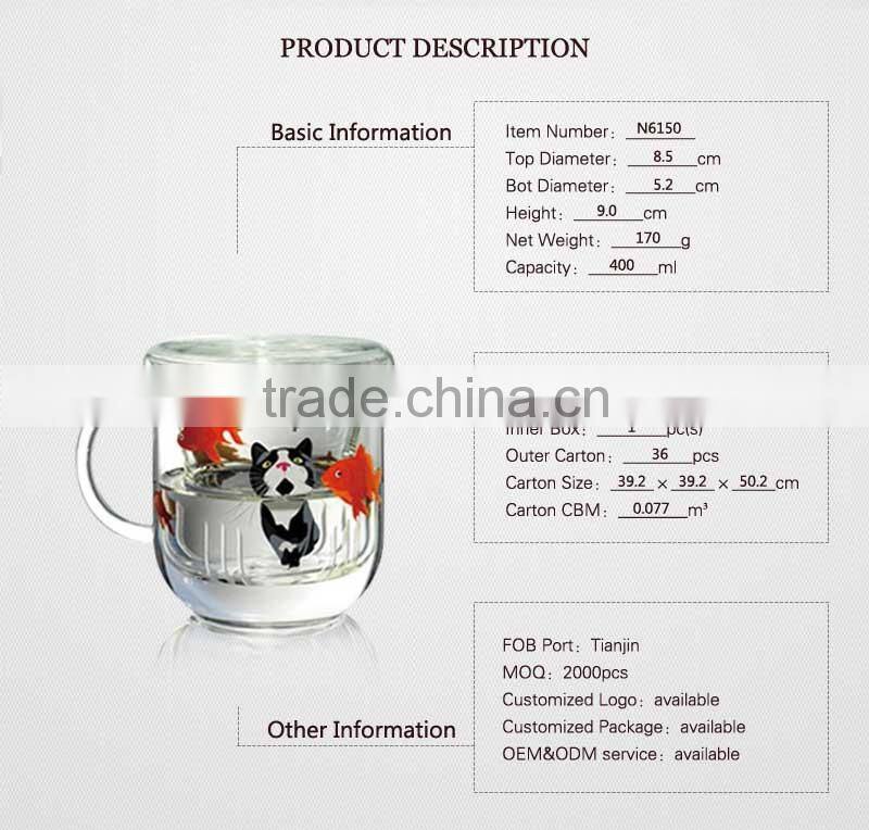 wholesale 400ml high borosilicate handmade glass cup with lid
