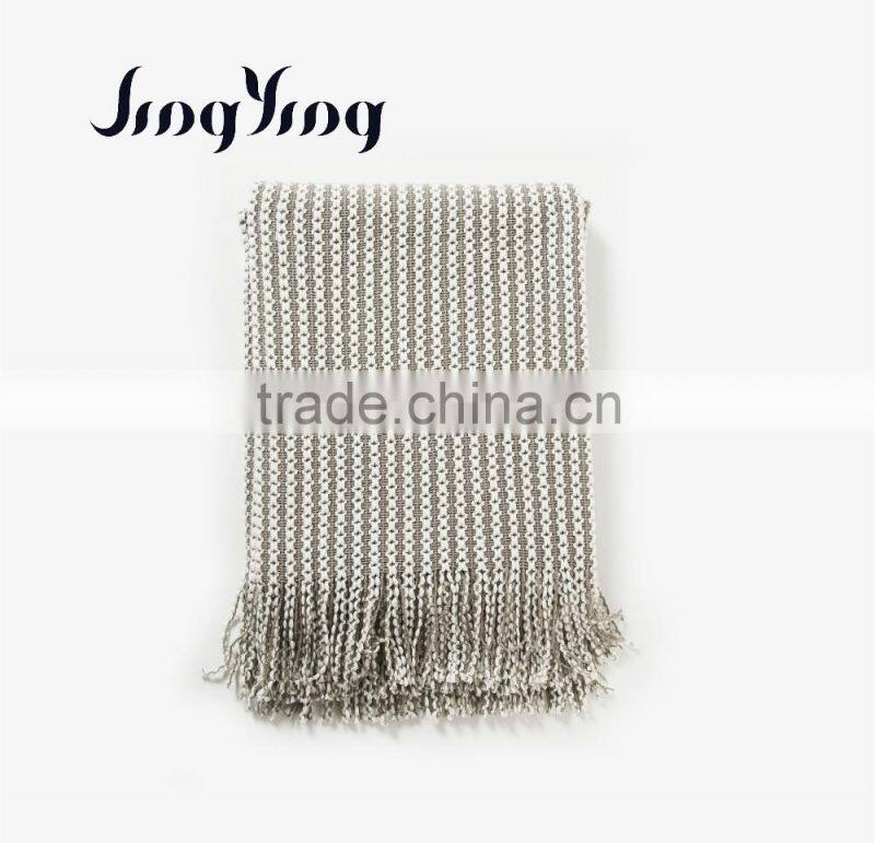 2016 Big sale Acrylic white color rough-look crochet home/travel blanket