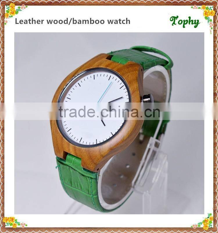 Trade Assurance Bamboo Wooden Watches 2016 New Products Men's With Genuine Leather Band Luxury